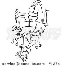 Cartoon Black and White Outline Design of a Hand Shaking Change from a Guy's Pockets for Taxes by Toonaday