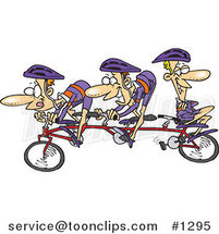 Cartoon Lazy Guy Relaxing on a Tandem Bike While His Partners Cycle by Toonaday