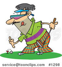 Cartoon Guy Putting a Golf Ball on a Tee by Toonaday