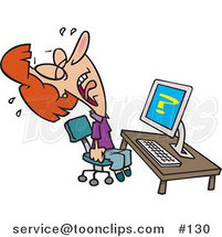 Cartoon Lady Screaming and Crying in Frustration While Getting Computer Errors by Toonaday