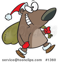 Cartoon Santa Bear Carrying a Sack by Toonaday