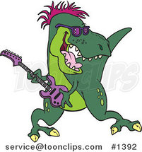 Cartoon T-Rex Playing a Guitar by Toonaday