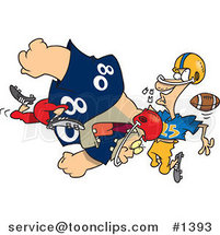 Cartoon Football Player Tackling Another and Knocking out His Teeth by Toonaday