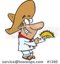 Cartoon Happy Hispanic Guy Holding a Taco by Toonaday
