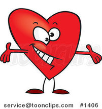 Cartoon Red Surprising Heart with Open Arms by Toonaday