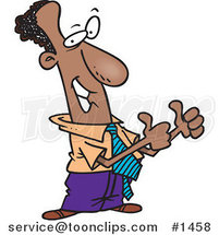 Cartoon Black Business Man Holding Two Thumbs up by Toonaday