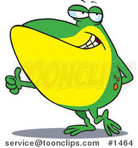 Cartoon Big Frog Holding a Thumb up by Toonaday