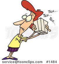 Cartoon Stressed Lady Holding a Ticking Box by Toonaday