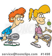 Cartoon Love Struck Boy Following Around a Female Tennis Player by Toonaday