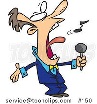 Cartoon Guy in a Blue Suit, Singing the Anthem by Toonaday