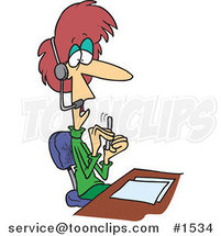 Cartoon Lady Telemarketer Filing Her Nails at Her Desk by Toonaday