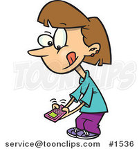 Little Cartoon Girl Texting on a Cell Phone by Toonaday