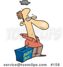 Cartoon Grumpy Voter with His Hand in a Ballot Box - Stuffing the Ballot Box by Toonaday