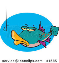 Cartoon Tempted Fish Staring at a Hook by Toonaday