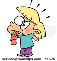 Cartoon Blond Shocked Tongue Tied Girl by Toonaday