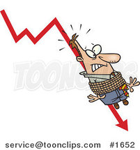 Cartoon White Business Man Tied to a Plumeting Arrow by Toonaday