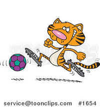 Cartoon Tiger Playing Soccer by Toonaday