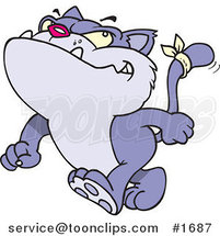 Cartoon Tough Purple Tom Cat Walking Upright by Toonaday