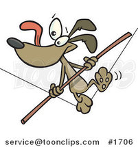 Cartoon Brown Dog Walking a Tight Rope by Toonaday