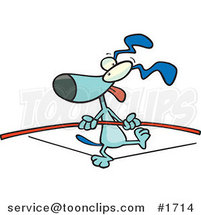 Cartoon Blue Dog Walking on a Tight Rope by Toonaday