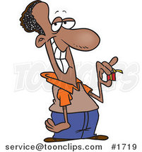 Cartoon Black Guy Holding a Tiny Gift by Toonaday