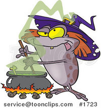 Cartoon Witch Toad Mixing Brew by Toonaday