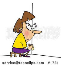 Cartoon Business Woman Doing Time out in a Corner by Toonaday