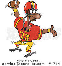 Cartoon Black Football Player Scoring a Touchdown by Toonaday