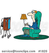 Cartoon Guy Sitting in a Chair and Watching Tv by Toonaday