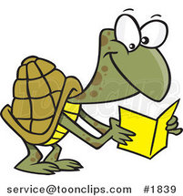 Cartoon Tortoise Reading a Greeting Card by Toonaday