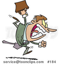 Cartoon Screaming Angry Business Man Running and Charging Forward with a Briefcase by Toonaday