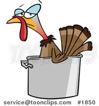 Cartoon Turkey Bird in a Pot by Toonaday