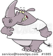 Cartoon Rhino Wearing a T Shirt with Sample Text by Toonaday