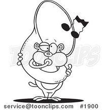 Cartoon Black and White Line Drawing of a Gopher Playing a Tuba by Toonaday