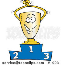 Cartoon Trophy on the First Place Podium by Toonaday