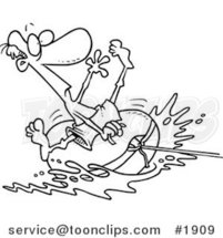 Cartoon Black and White Line Drawing of a Guy Riding on a Tube by Toonaday