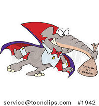 Cartoon Dracula Elephant Trunk or Treating on Halloween by Toonaday
