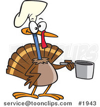 Cartoon Chef Turkey Bird Holding a Pot by Toonaday