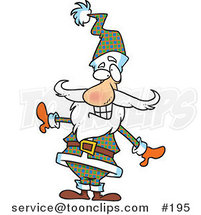 Cartoon Santa Claus Posing and Grinning While Showing off His Unique and Stylish Plaid Suit and Hat by Toonaday