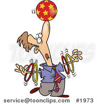 Trained Cartoon Business Man Spinning Rings on His Arms and Balancing a Ball on His Nose by Toonaday