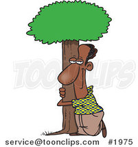 Cartoon Black Guy Hugging a Tree by Toonaday