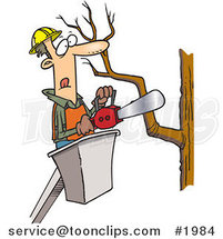 Cartoon Tree Trimmer Holding a Saw by Toonaday