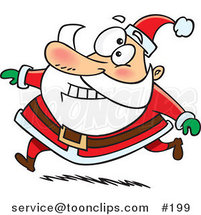 Cartoon Santa Claus Grinning and Running in His Red Suit by Toonaday