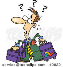 Confused Cartoon Business Man with Luggage by Toonaday