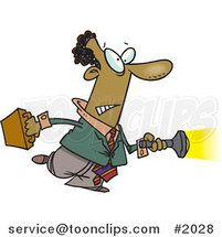 Cartoon Black Guy Shining a Flashlight Ahead by Toonaday