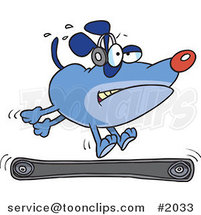 Blue Cartoon Dog Running on a Treadmill by Toonaday