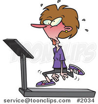 Cartoon Lady Jogging on a Treadmill by Toonaday