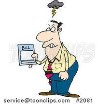 Cartoon Mad Business Man Holding an Overcharged Billing Statement by Toonaday