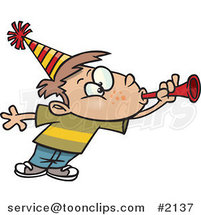 Cartoon Party Boy Blowing a Horn by Toonaday