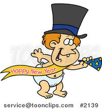 Cartoon New Years Baby with a Horn by Toonaday